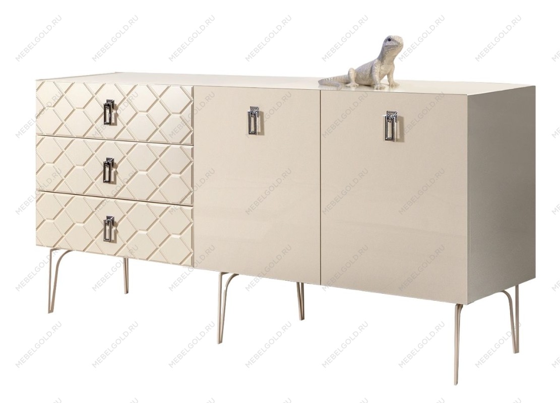 Комод 1.6м Bogemia Farfalle (Слоновая кость) (Lakobel/Хром) БМКМ-4(Fa)