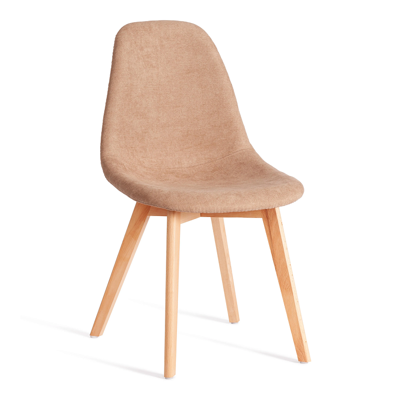 Стул CINDY SOFT (mod. C1021F1-1), фактурный велюр/дерево бук, 55 х 48 х 83 см, Бежевый LY1701-4 / натуральный