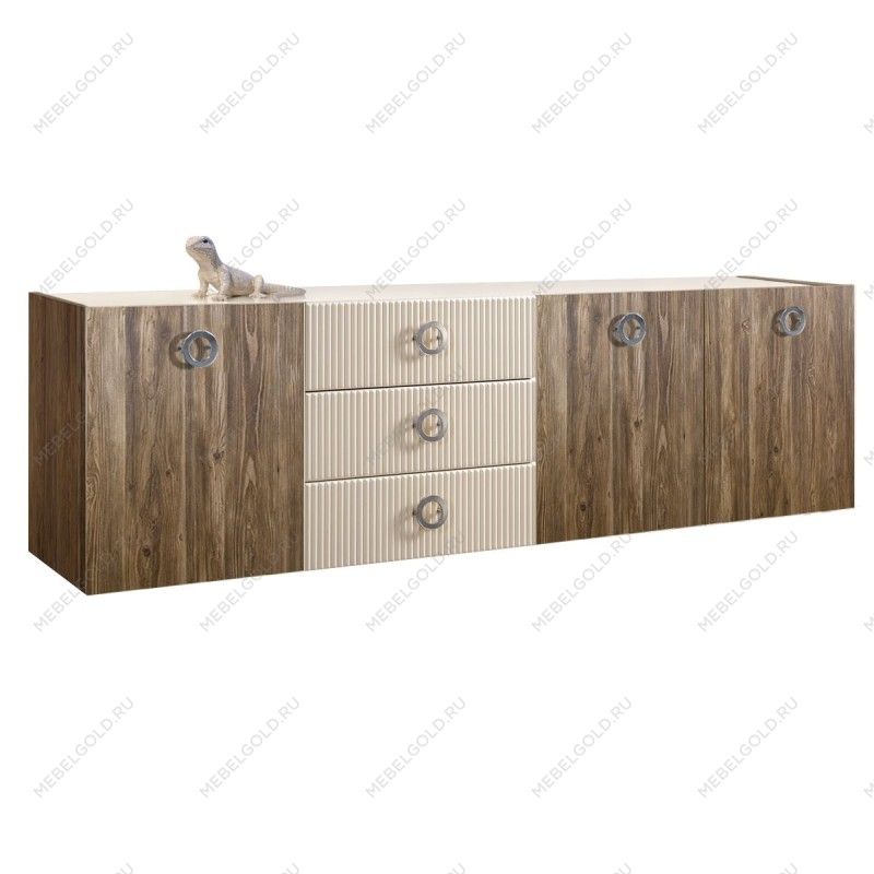Комод 2.1м Bogemia Woodline Fly Wood Fi (Слоновая кость) (Lakobel/Хром) БМКМ-5