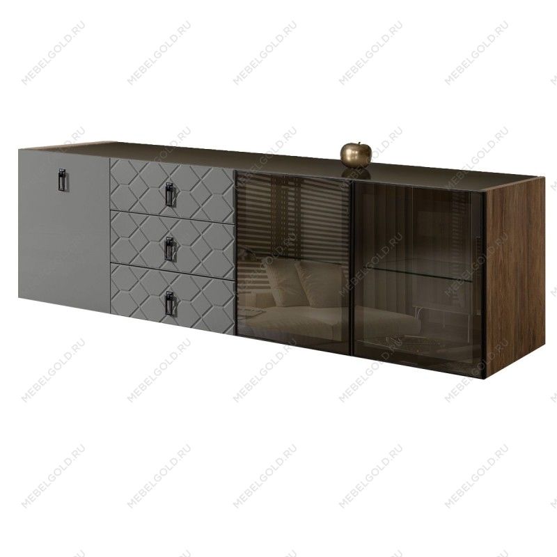 Комод 2.1м Bogemia Woodline Fly Fa (Серый) (Lakobel/Черный) БМКМ-5[5][10]