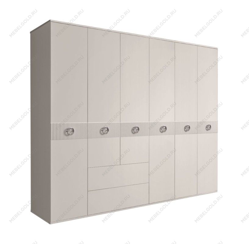 Шкаф 6-ти дверный с ящиками, Bogemia Fillini (Шелк/Хром) БМШ2/61(Fi)