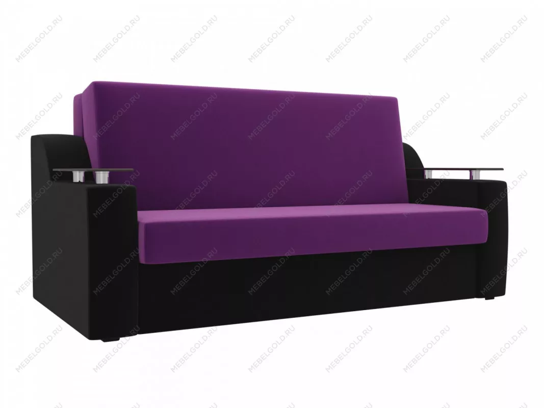 Прямой диван аккордеон Сенатор 140 Микровельвет Фиолетовый/Черный отпроизводителя в Москве - купить недорого в МебельГолд. Доставка по всейРоссии